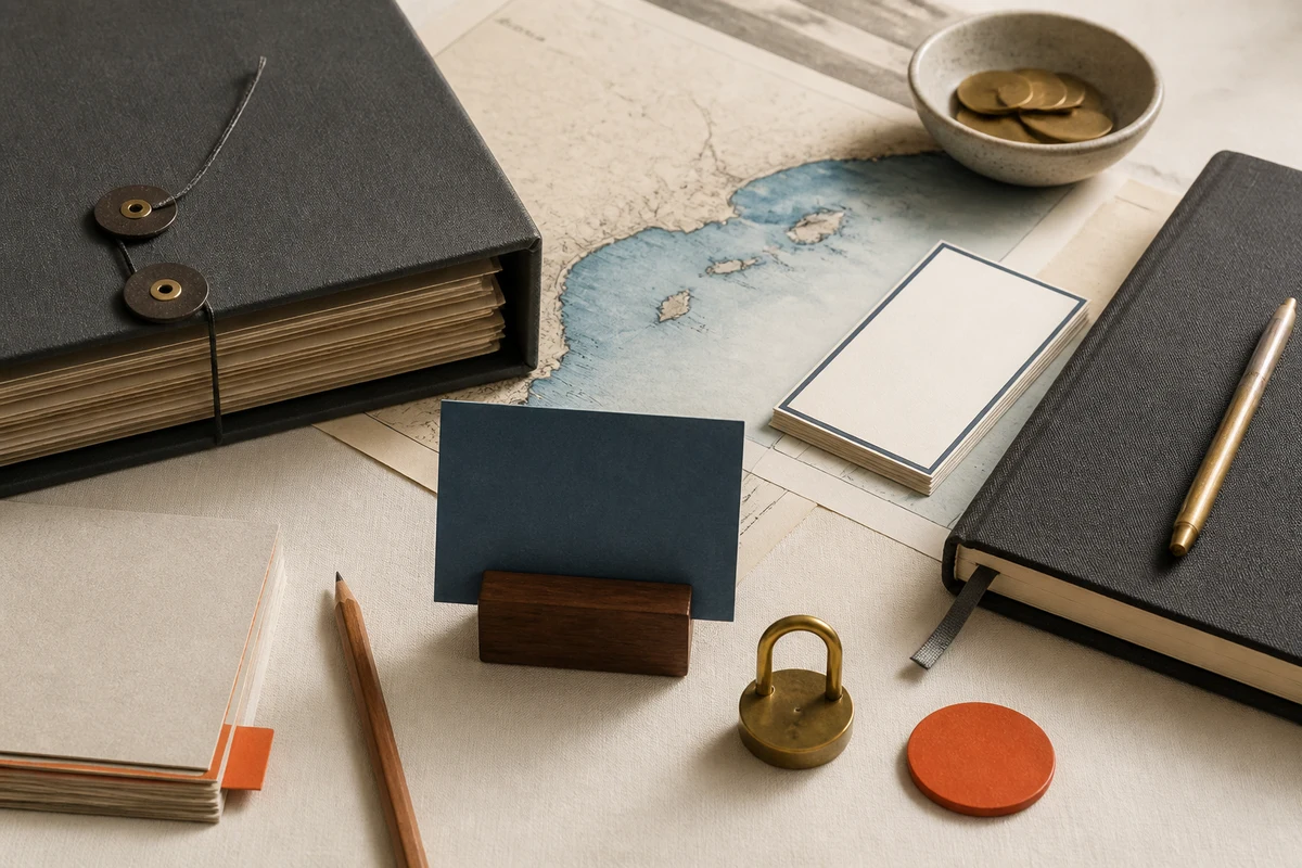 Editorial still life showing Turkish privacy training with learning cards, shoreline contours, and knowledge markers; safeguard view for this page
