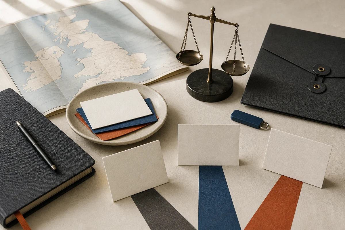 Editorial still life showing independent UK privacy oversight with a meeting table, abstract UK map, and balanced paper scales; decision view for this page